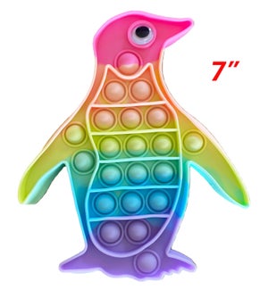 FIDGET POPPIT: 7" PASTEL RAINBOW PENGUIN #T812-368 (PK 12)