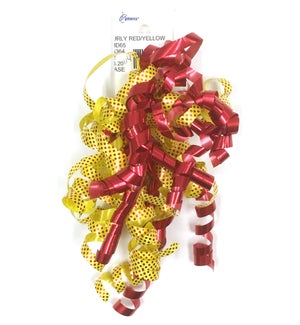 GIFT BOW: CURLY, RED & YELLOW W/DOTS #MD65