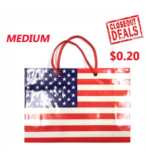 GIFT BAG: USA FLAG, 12"x8.5"x3.5", HORIZONTAL MEDIUM #24350 (PK 12/144)