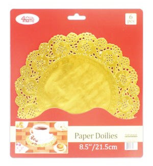 GOLD DOILIES: 6 CT, 8.5" ROUND #02412 (PK 24/240)