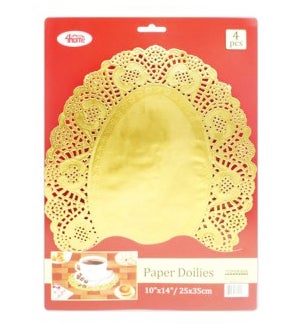 GOLD DOILIES: 4 CT, 10"x14" OVAL #02414 (PK 24/240)