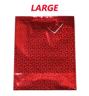 GIFT BAG: HOLOGRAM, RED ONLY, 13"x10.25"x5.5", LARGE (PK 240)