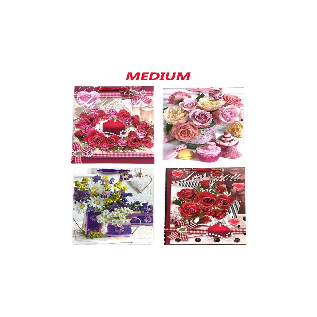 12 PC 7x9 Medium Mother's Day Flower Gift Bags