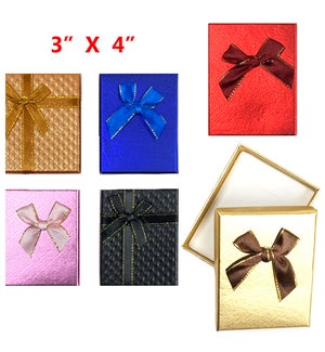 JEWELRY GIFT BOX: 3"x4", SOLID ASST. (PK 12)