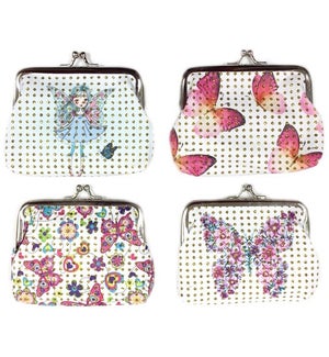 COIN PURSE: 4.5" W/SNAP, BUTTERFLY #320001 (PK 12)