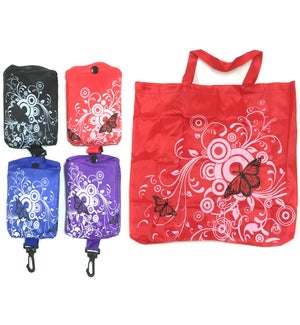 TOTE BAG: IN CARRY CASE W/CLIP, BUTTERFLY DESIGN, ASST. COLORS #170361 (PK 12)