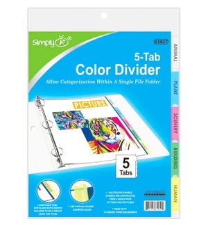 BINDER DIVIDERS: 3 RING W/5 INSERTABLE COLOR TABS #03827 (PK 24/144)