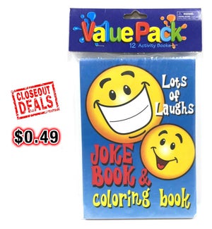 BOOK: 12 PK, JOKE & COLORING BOOK W/STICKERS #12/3519 ($0.79 > $0.49)