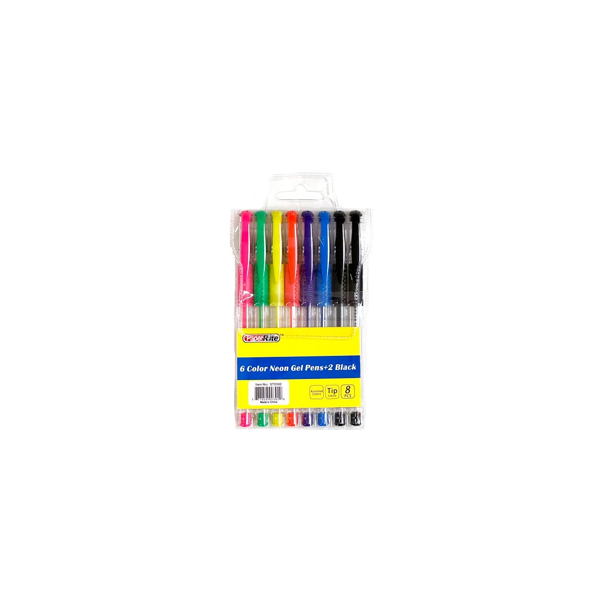GEL PEN: 6 PK NEON #ST0392 (PK 12/72) - pen, marker, crayon