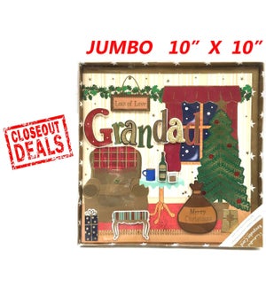 XMAS CARDS: JUMBO, 3D IN BOX, GRANDAD, 10" X 10" (0.89 > 0.69)
