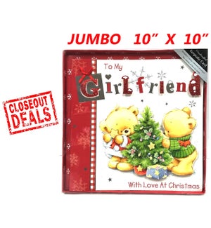 XMAS CARDS: JUMBO, 3D IN BOX, GIRLFRIEND, 10" X 10" (0.89 > 0.69)