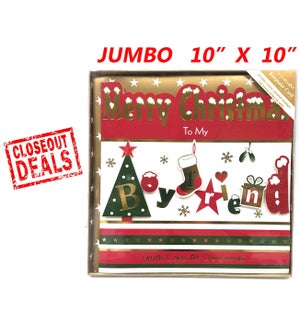XMAS CARDS: JUMBO, 3D IN BOX, BOYFRIEND, 10" X 10" (0.89 > 0.69)