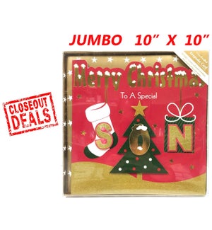XMAS CARDS: JUMBO, 3D IN BOX, SON, 10" X 10" (0.89 > 0.69)