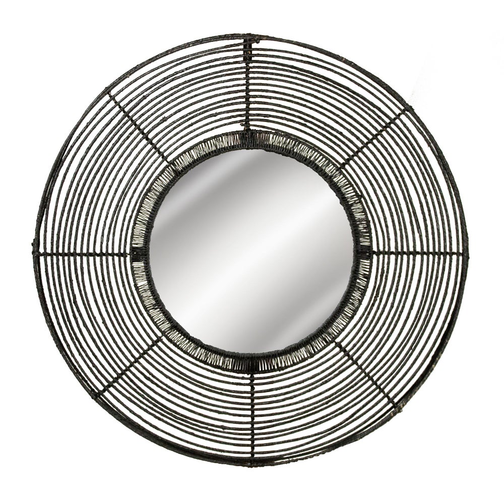 Beehive Round Mirror in Black