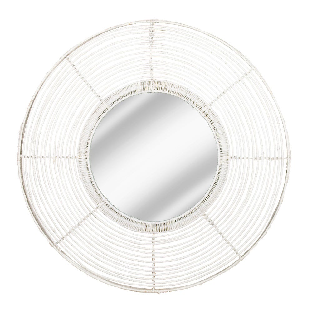 Beehive Round Mirror in White