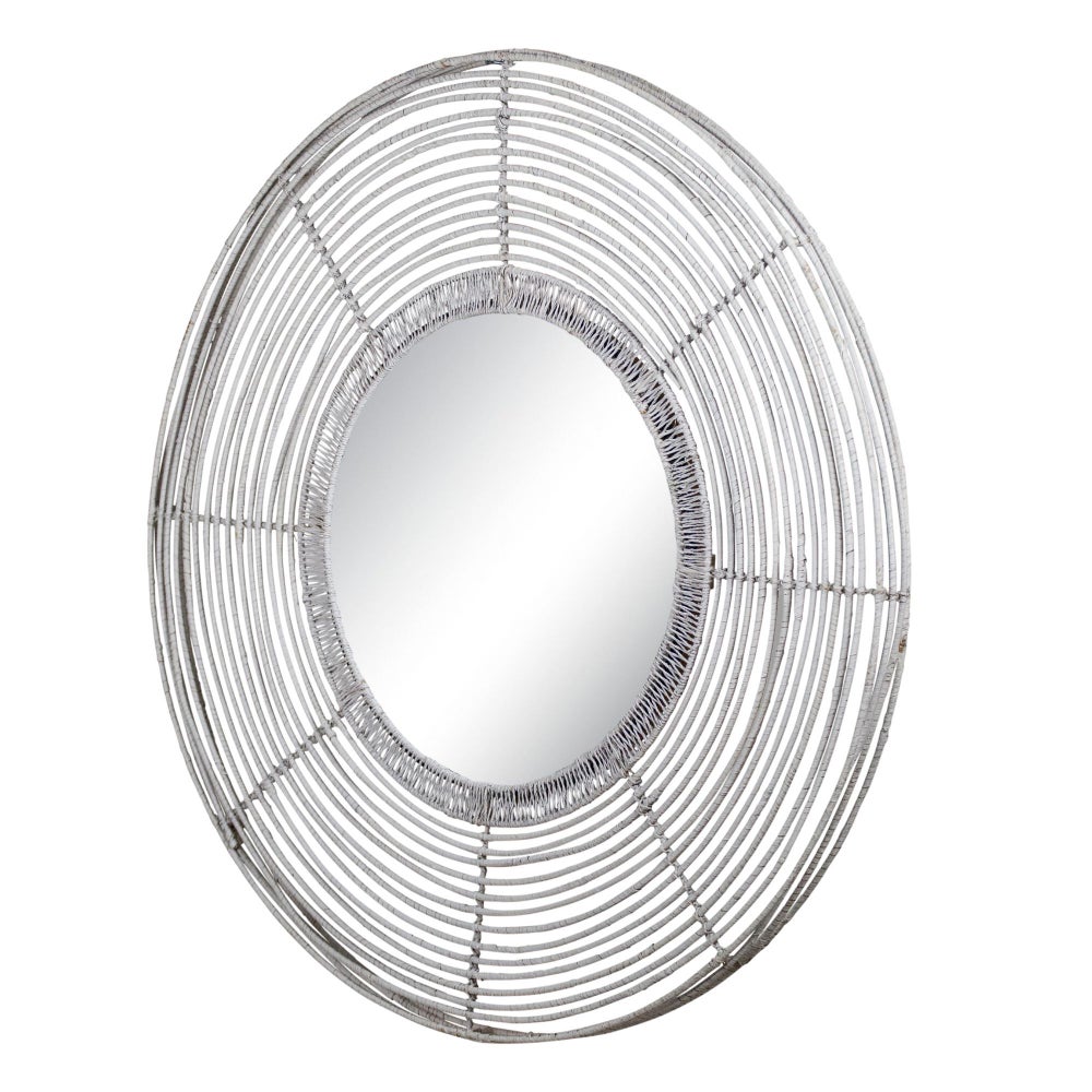 Beehive Round Mirror in White