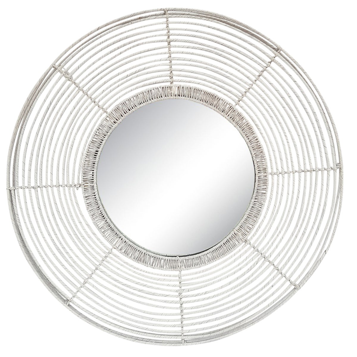 Beehive Round Mirror in White