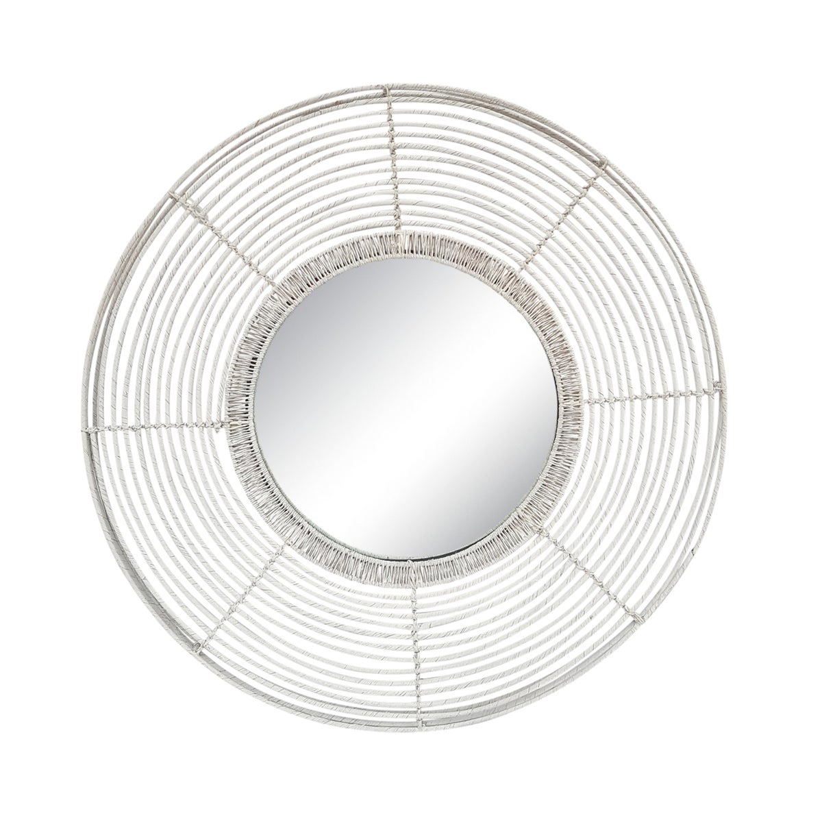 Beehive Round Mirror in White