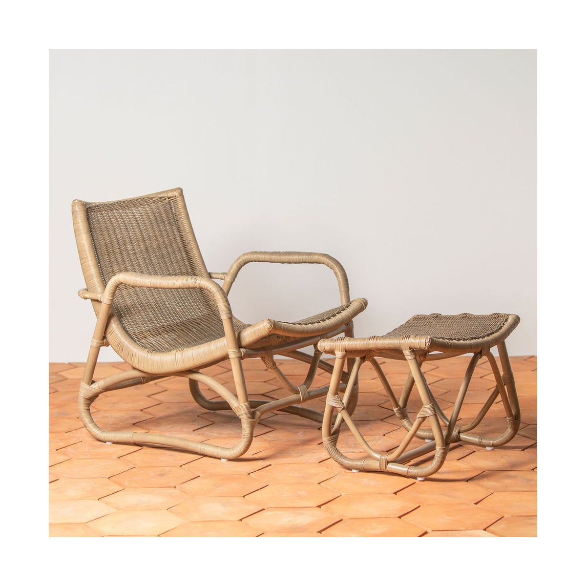 Bodega Lounge Chair + Ottoman in Grey