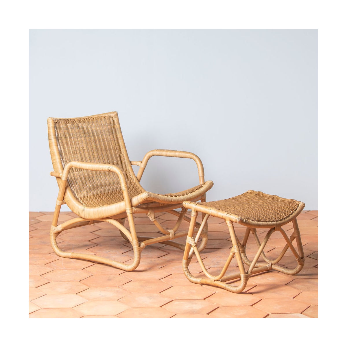 Bodega Lounge Chair + Ottoman in Natural