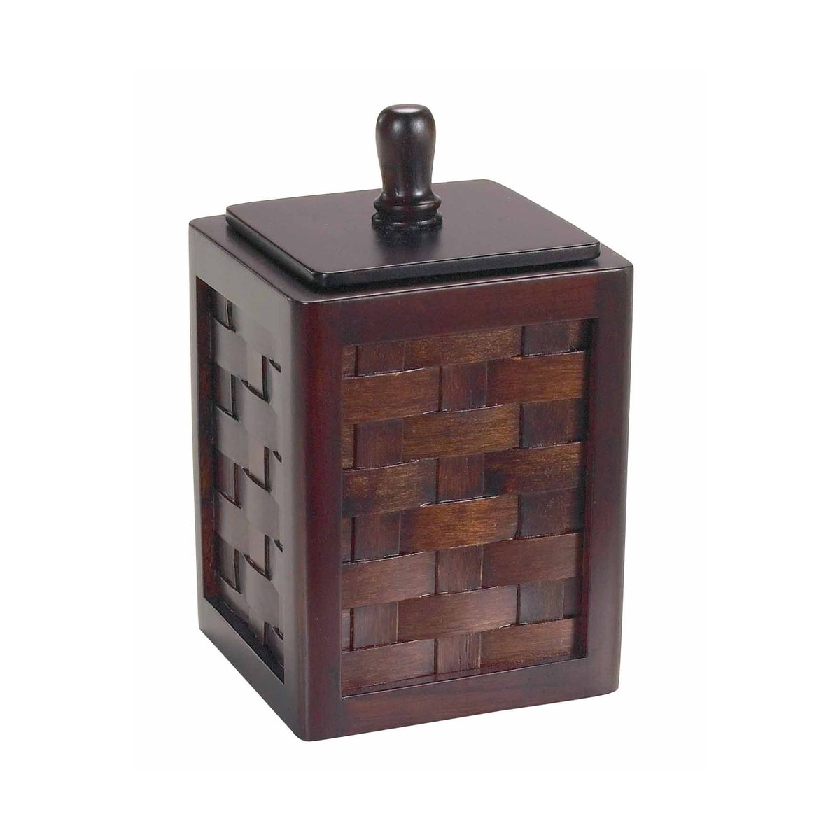 Q-Tip Holder in Woven Mahogany