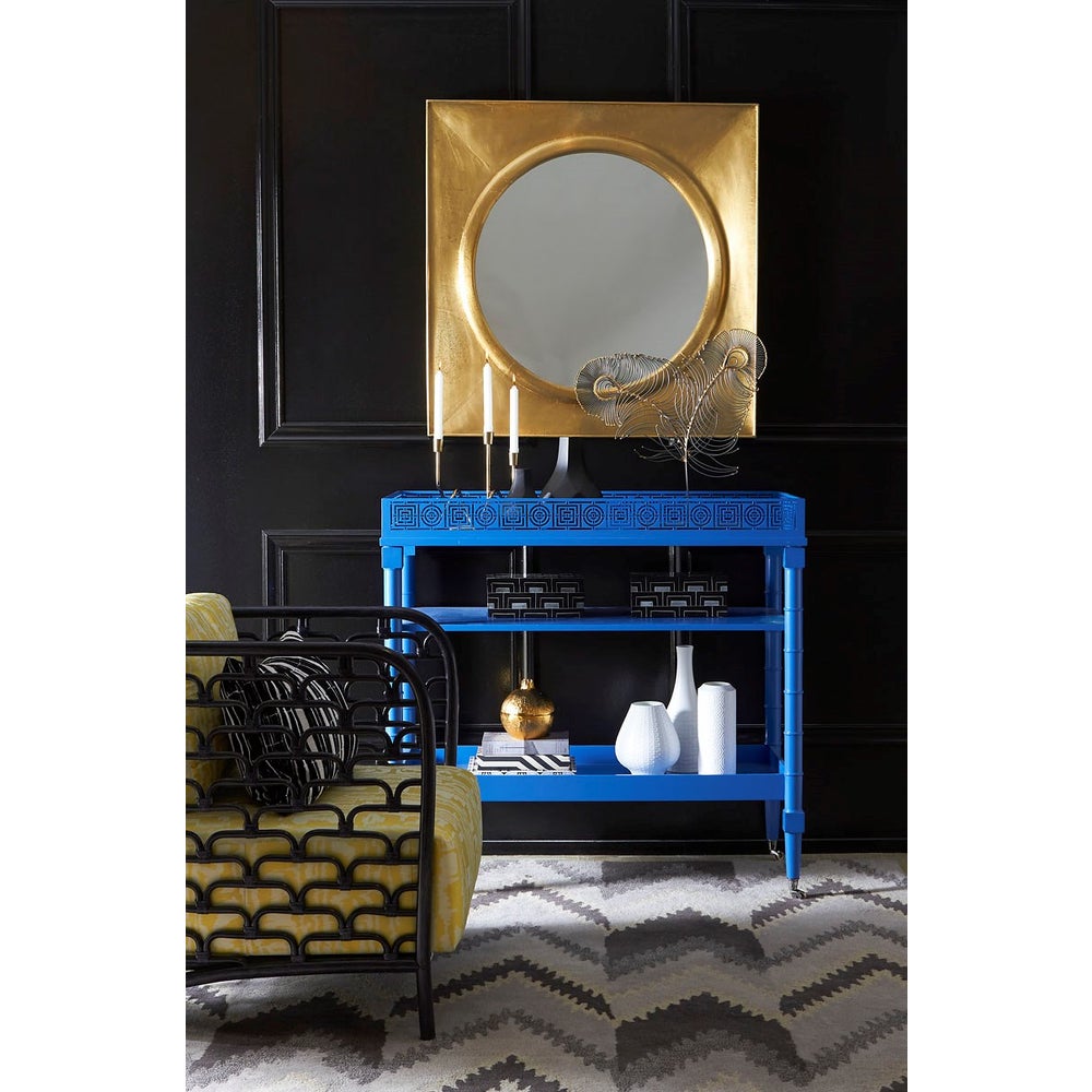 Mayfair Circle Squares Bar Cart in Blue