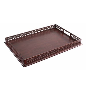 Embellished Serving Tray in Mahogany