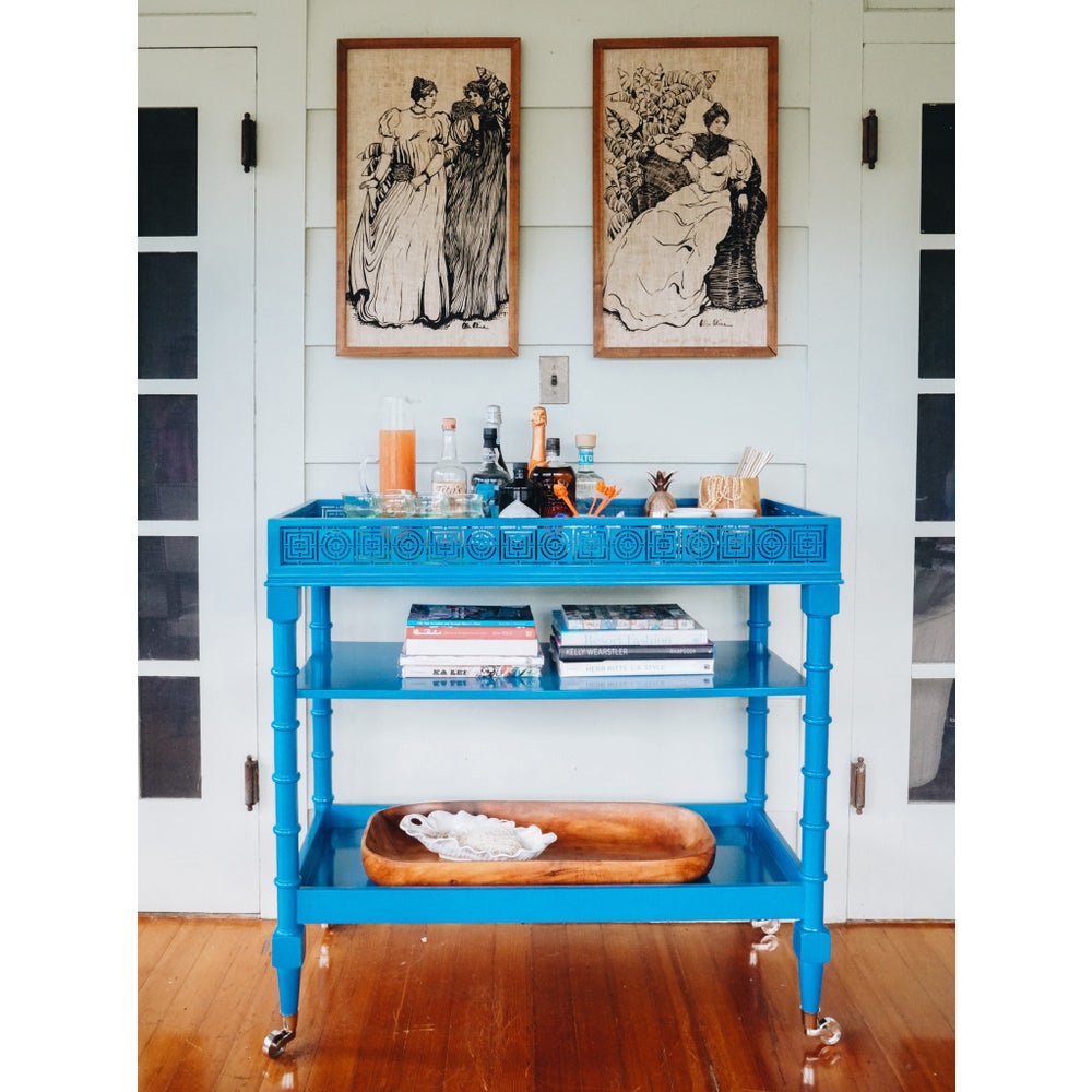 Mayfair Circle Squares Bar Cart in Blue