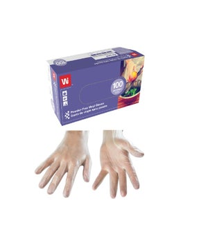 WIPECO DISPOSABLE CLEAR VINYL GLOVES - SMALL
