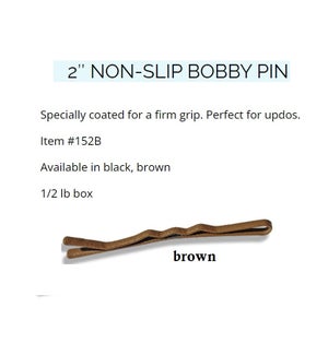 2" BROWN NON-SLIP BOB PINS