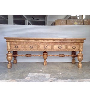 Amer Carved 5 Dwr Console Table