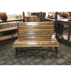 Reclaimed Wood Iron Garden Bench