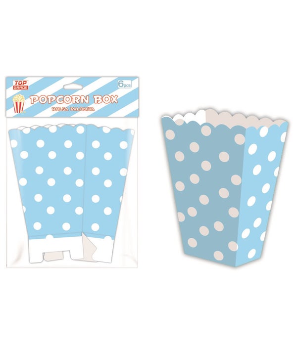 6ct popcorn box bb-blue 12/144 polka dot
