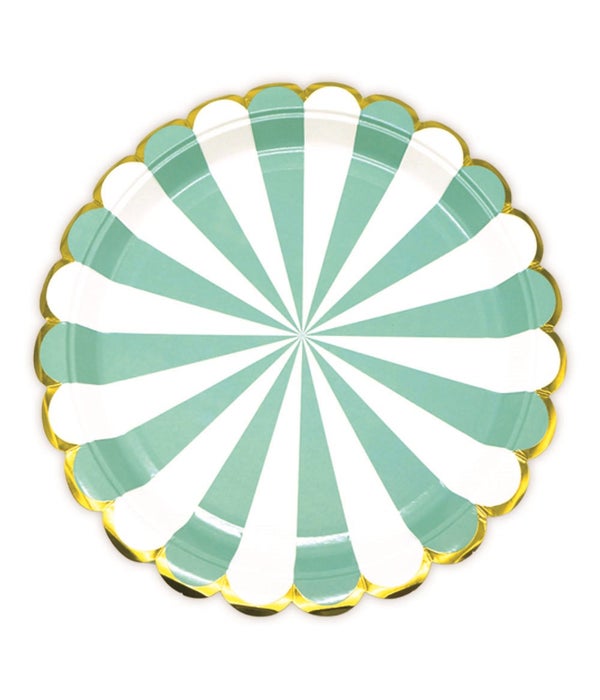 9"/8ct pp plate green 24/144s gold rimmed