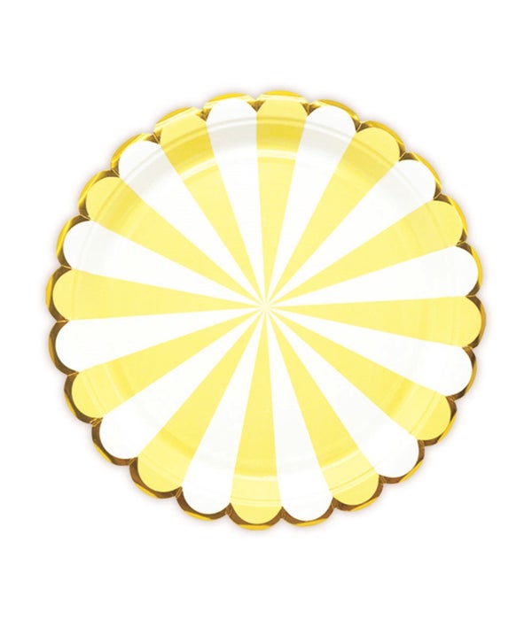 7"/8ct pp plate yellow 24/144s gold rimmed