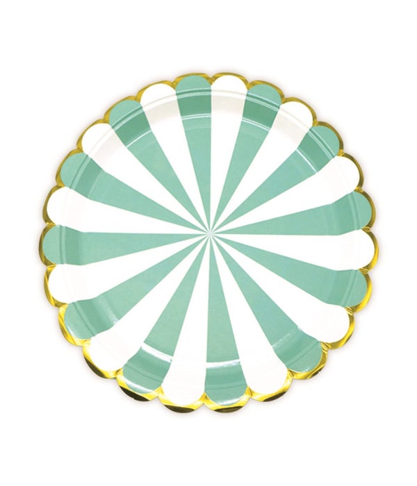 7"/8ct pp plate green 24/144s gold rimmed