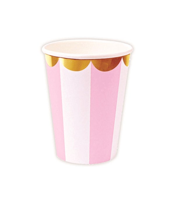 9oz/10ct pp cup bb-pink 24/144 gold rimmed