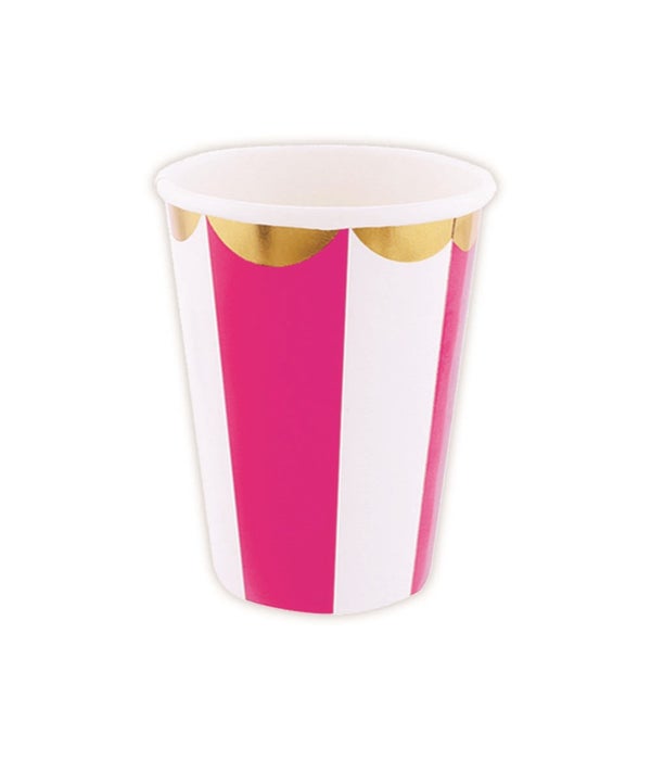 9oz/10ct pp cup hot pink24/144 gold rimmed