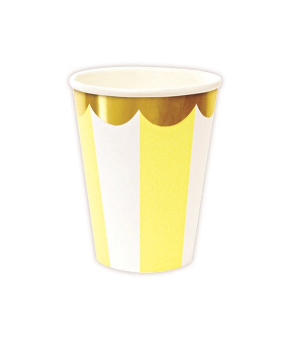 9oz/10ct pp cup yellow 24/144 gold rimmed