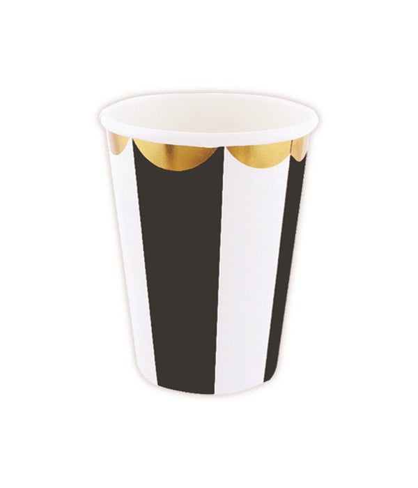 9oz/10ct pp cup blk 24/144s gold rimmed