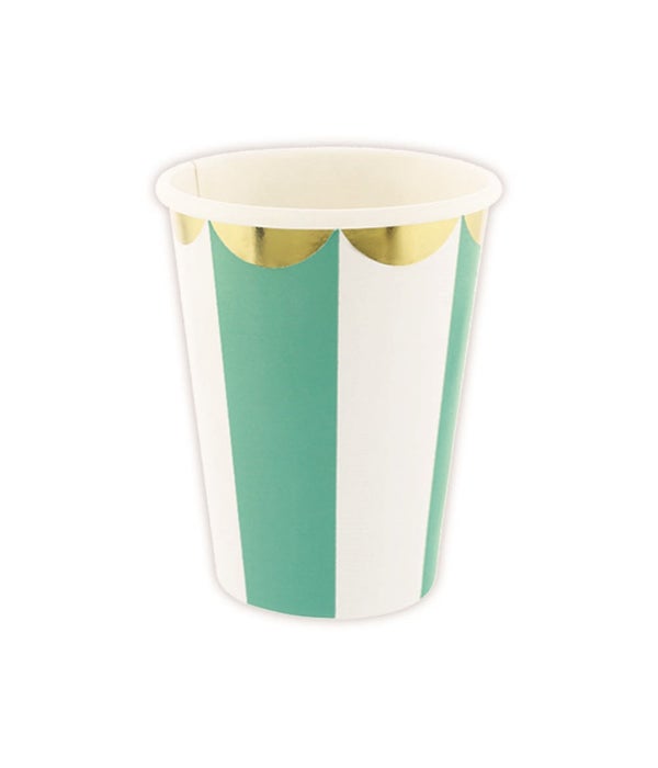 9oz/10ct pp cup green 24/144s gold rimmed
