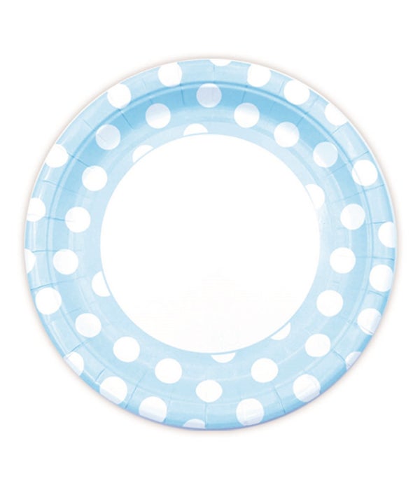 9"/8ct pp plate bb-blue 24/144 polka dot