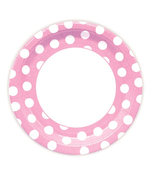 9"/8ct pp plate bb pink 24/144 polka dot