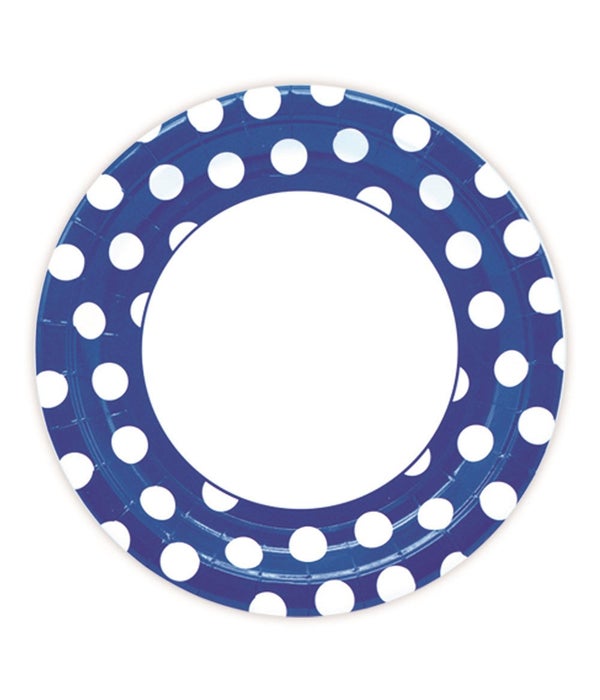 9"-8ct plate dark blue 24/144s polka dot