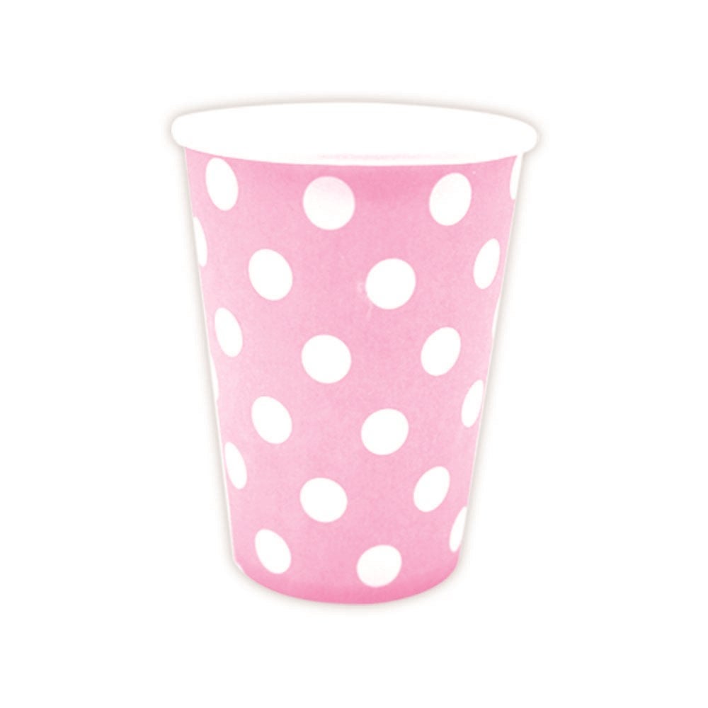 Pink & Blue Polka Dot White Paper Cups - 8 Ct.