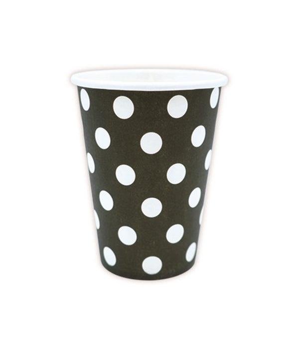 9oz/10ct cup black 24/144s polka dot