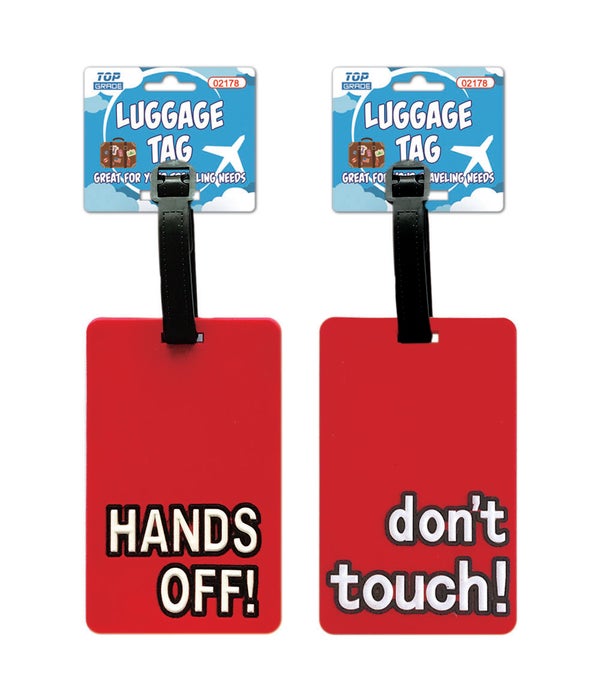 luggage tags 12/300s hands off+don't touch