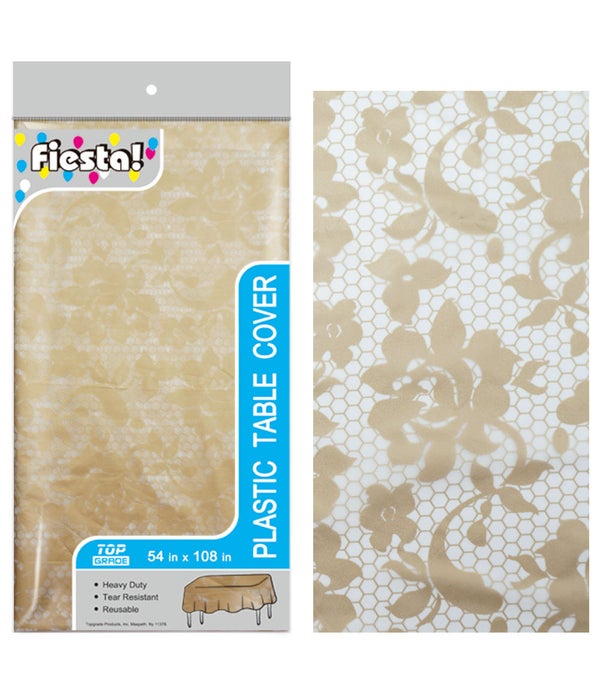 lace pattern tablecover 48s 54x108" gold