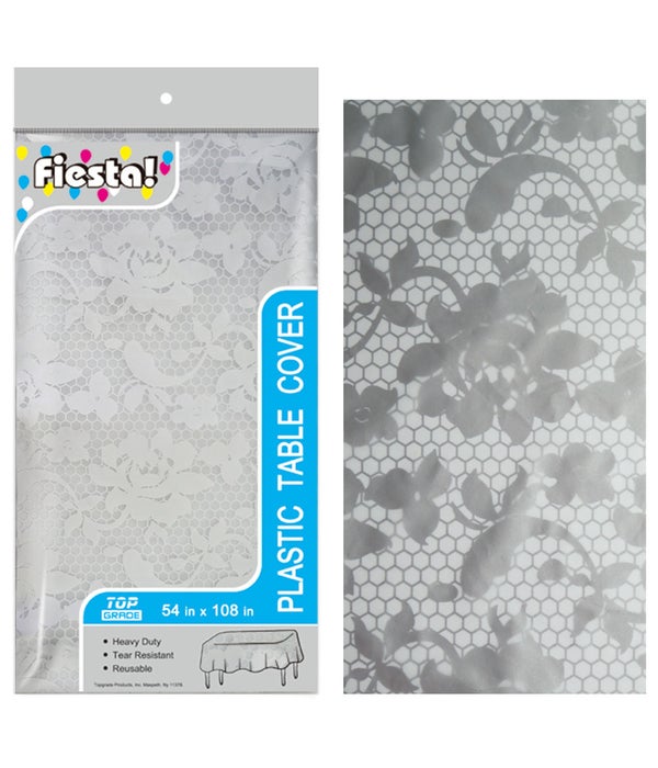 lace pattern tablecover 48s 54x108" silver