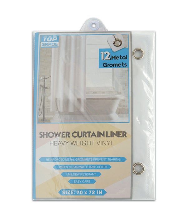 shower curtain 70x72/wht 48s w/grommets&magnets